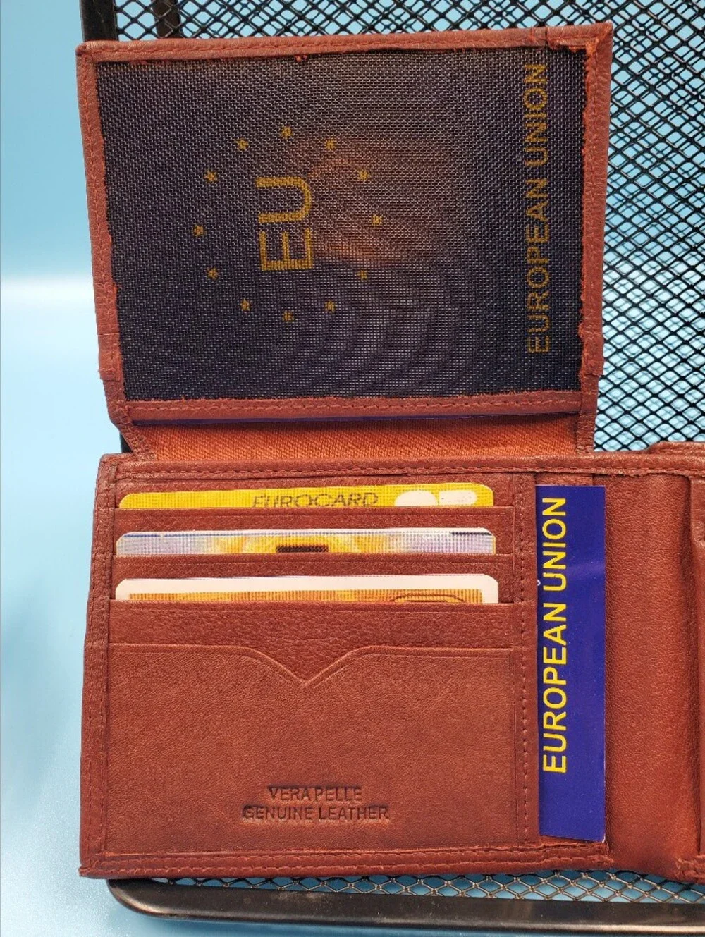 Borgo Etruschi Wallet Mens Genuine Leather Bifold Folding Brown Vera Pelle Italy